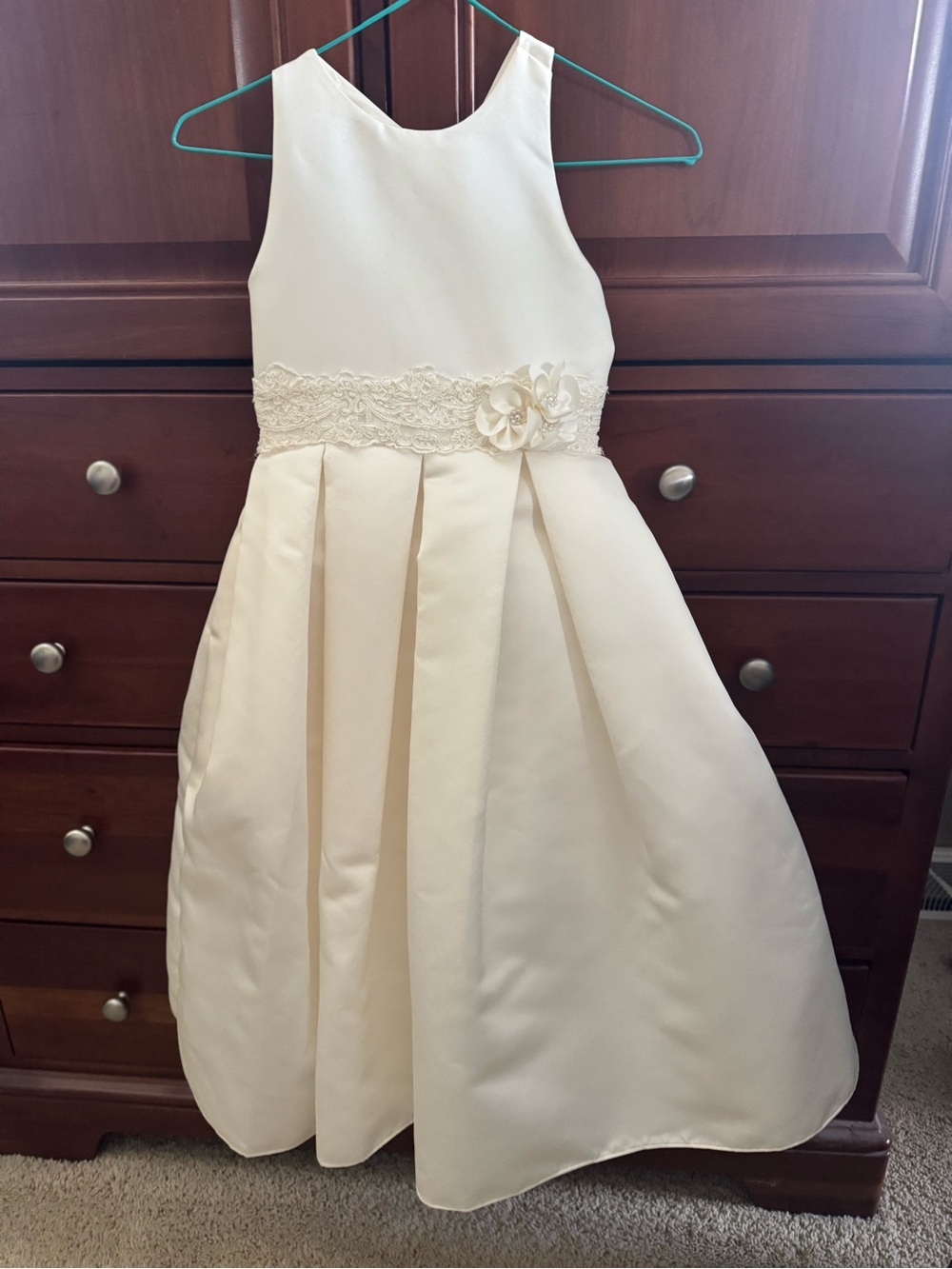J.O.A. Cream Satin Lace-Waist Flower Girls' Dress